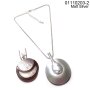 Necklace with round pendant matt silver