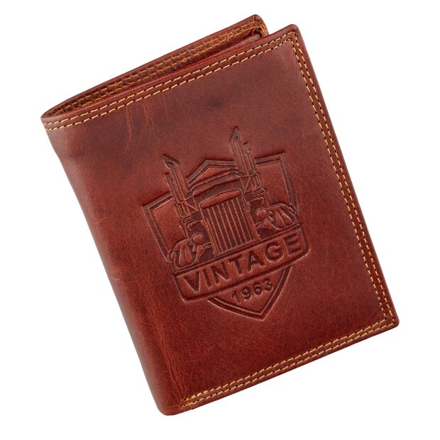 Tillberg wallet made of real leather with vintage motif brown