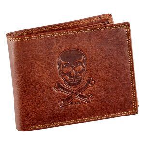 Tillberg wallet made of real leather with skull motif tan