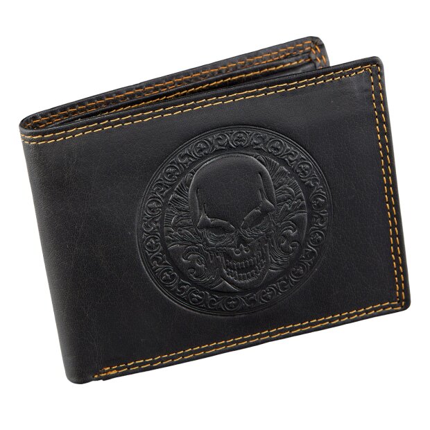 Tillberg wallet made of real leather with skull motif black