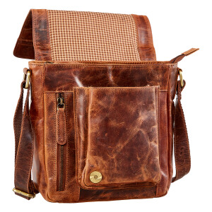 Tillberg shoulder bag made of real leather, pull up leather mushroom