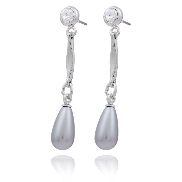 earring rhodium/crystal grey pearl