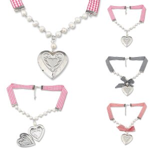 Necklace with Pearls and Medallion heart - to open