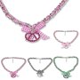 Edelweiss bavarian style necklace, checkered ribbon, with pretzel pendant with rhinestones and bow