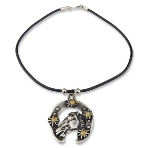 Bavarian style necklace with silver horseshoe pendant