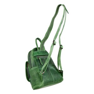 Back pack made from real leather green