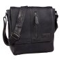 Real leather hand bag, shoulder bag in croco leather style Black