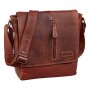 Real leather hand bag, shoulder bag in croco leather style Cognac