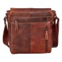 Real leather hand bag, shoulder bag in croco leather style Cognac