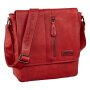 Real leather hand bag, shoulder bag in croco leather style Rot