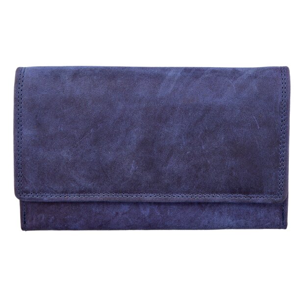 Wild Real only ladies wallet wallet 100% water buffalo leather 19x12x4cm #5928 Navy Blue