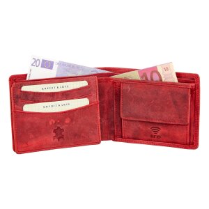 Herren Geldb&ouml;rse Portemonnaie Portmonee aus echtem Leder #0014-2 rot