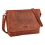 Tillberg Vintage leather shoulder bag, medium, for men and women, 13 inch laptop bag, office bag, modern briefcase made from genuine buffalo leather reddishbrown