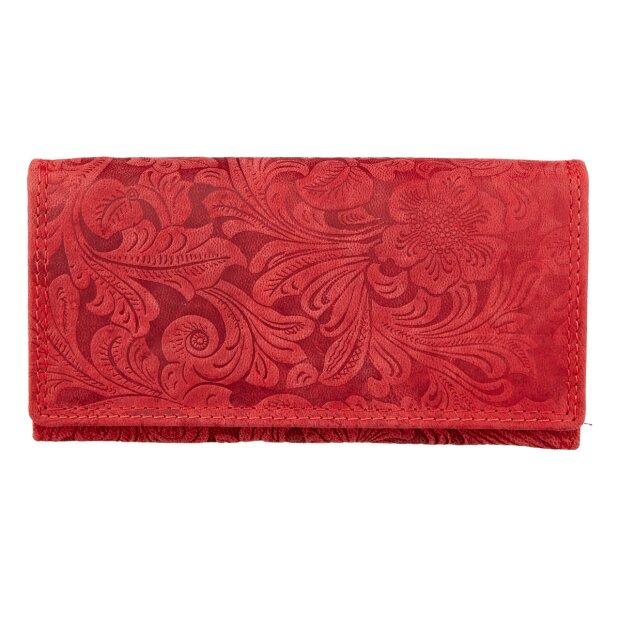 Real leather wallet, buffalo leather, full leather Red