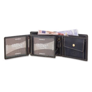 Wallet made of water buffalo leather with dolphin motif N.Blue