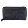 Real leather wallet, biker wallet, notebook format with skull format Navy Blue