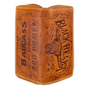 Real leather wallet, motif eagle Tan