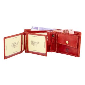 Real leather wallet, biker wallet, wallet format with skull motif Red