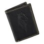 Real leather wallet, motif ram Black