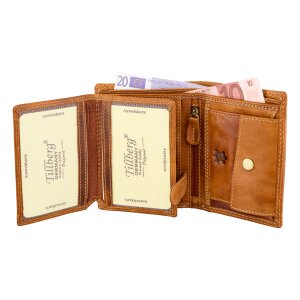 Real leather wallet, motif ram Tan