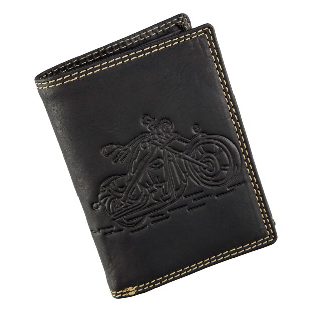 Real leather wallet, motif scorpion black