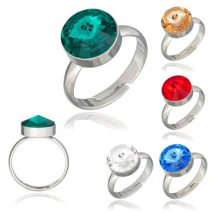Ring mit Swarovski Stein in Emerald