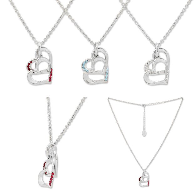 Tillberg Damen Halskette mit zwei Herz-Anh&auml;ngern Swarovski Steinen 38 cm