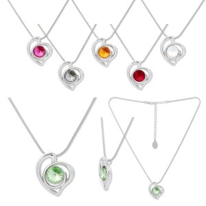 Tillberg ladies chain pendant with Swarovski stones heart...