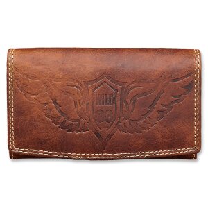 Real leather wallet with wings wild 88 motif, high...
