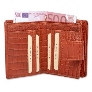 Wallet in croco look, real leather, robust, high quality