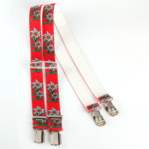 Suspenders with edelweiss red