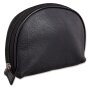 Cosmetic bag / make-up taxes black, real leather, high quality, robust 141-08-13