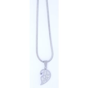 Stainless steel necklace with half heart pendant,...