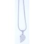 Stainless steel necklace with half heart pendant, rhinestones, &quot;I Love&quot; engraving, for ladies, Tillberg design
