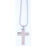Stainless steel necklace, two-layered cross pendant with glitter highlight, &quot;Love You&quot; engraving, for ladies, Tillberg Design, silver, ros&eacute;