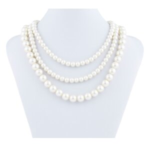Glass beads for ladies by Venture, cream, three rows,...