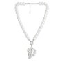 Bread necklace for woman by Venture wirh eaf pendant in form of a heart, inlaid rhinestones, ivory