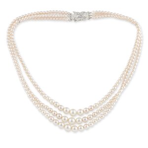 Bead chain for ladies by Venture, cream rose, three-breasted, plastic, total length 44,5cm