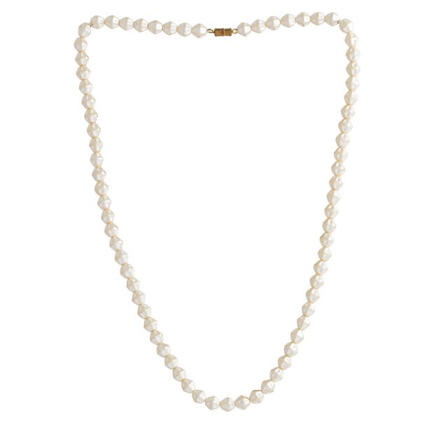 Bead chain for ladies by Venture, uneven pearl shape, gold-colored twist closure, creamy pearls