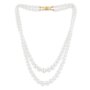 Glass bead chain for ladies by Venture, length 47cm, double row with chain clip, ivory, gold colored closure