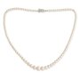 Glass bead chain for ladies by Venture, total length 45,9cm, pearl diameter 0,4cm - 0,9 cm, creamrose light, silver colored strass-studded hook closure