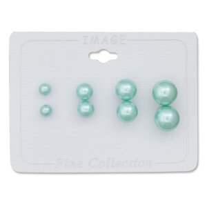 Perlenohrringe, hellblau, Set mit verschiedene Gr&ouml;&szlig;en, 4 Paare