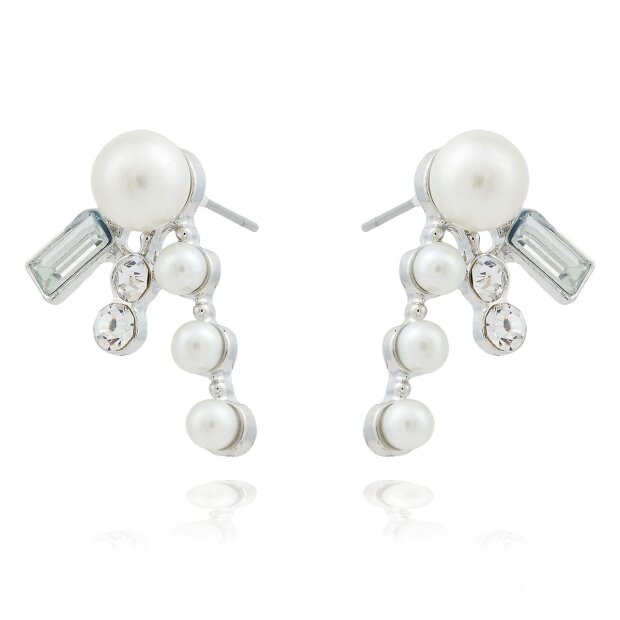 Perlenohrringe, abstraktes Design, kleine Perlen, Strasssteine