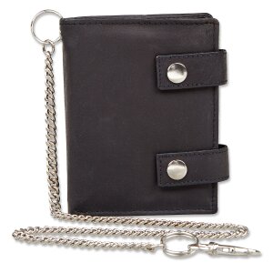 Real leather biker wallet with additional chain 12 cm x 9...