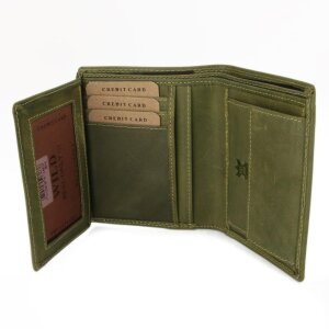 Wallet made from real water buffalo leather green